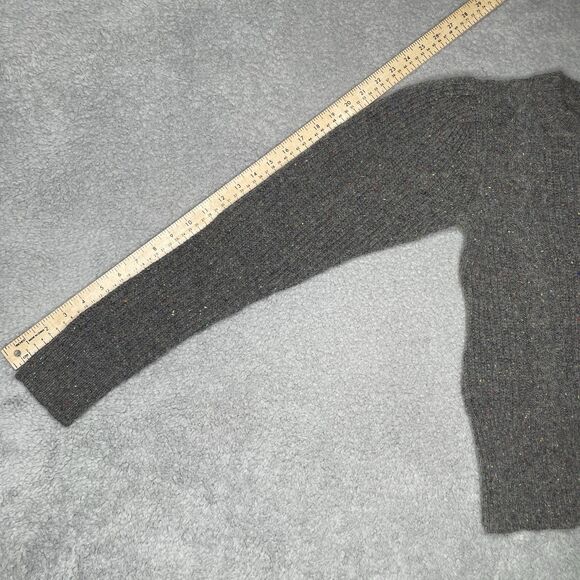 Something Navy Cable Knit Sweater Womens Small Gray Puff Shoulder Speckled Wool - Picture 9 of 14